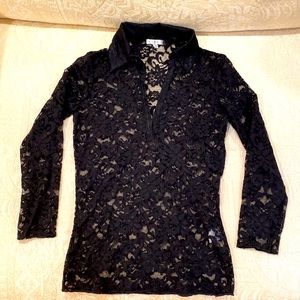 Page Black Lace Top with Collar